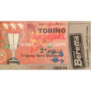 BIGLIETTO CALCIO TORINO – ARSENAL IV FINALE COPPA COPPE 1993/1994
